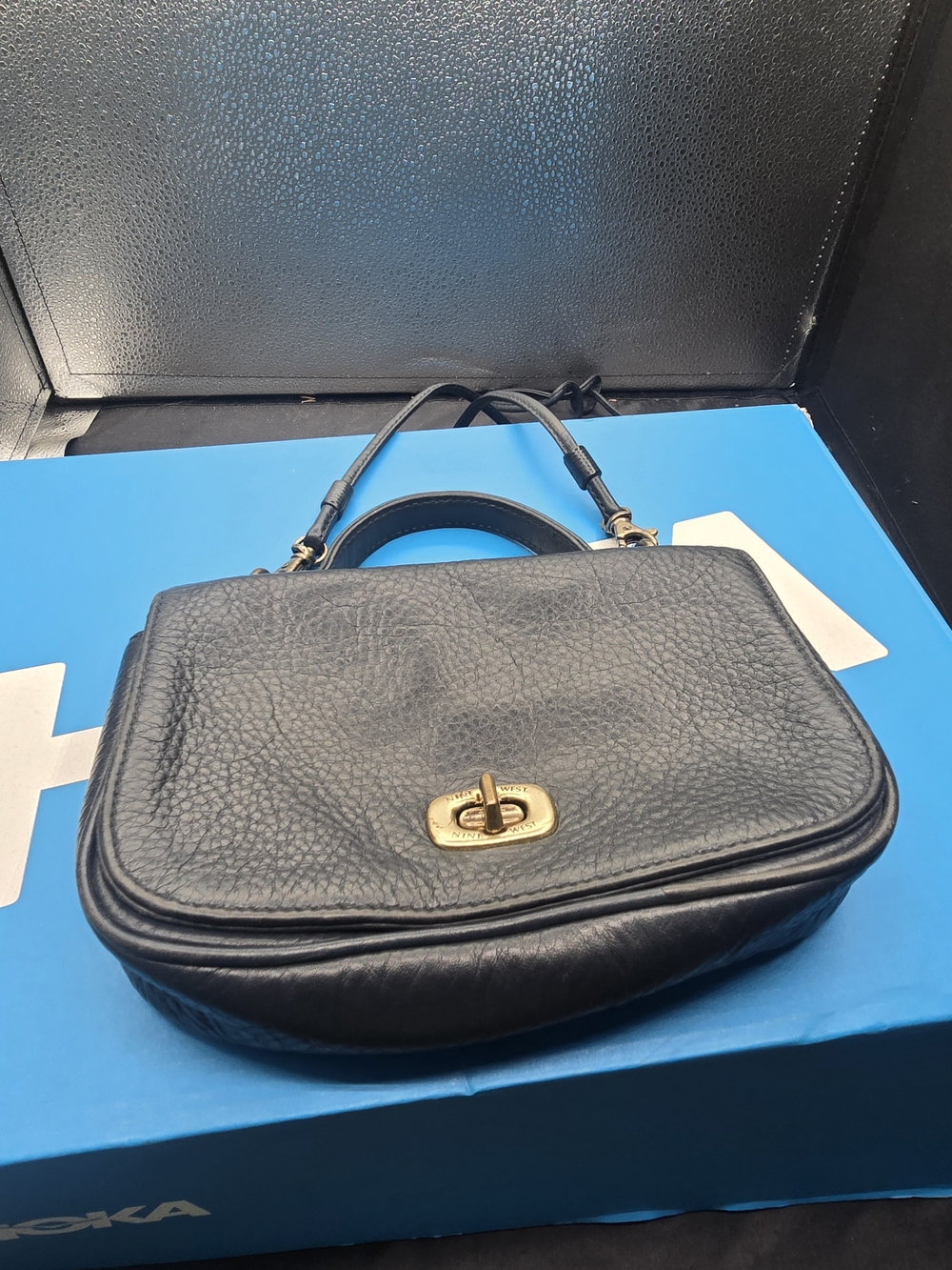 The Sak Black Leather Satchel with Gold-Tone Turn Lock